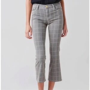 Frame Le Crop Mini Boot Denim Gray Checkered Soft Denim Size 28
